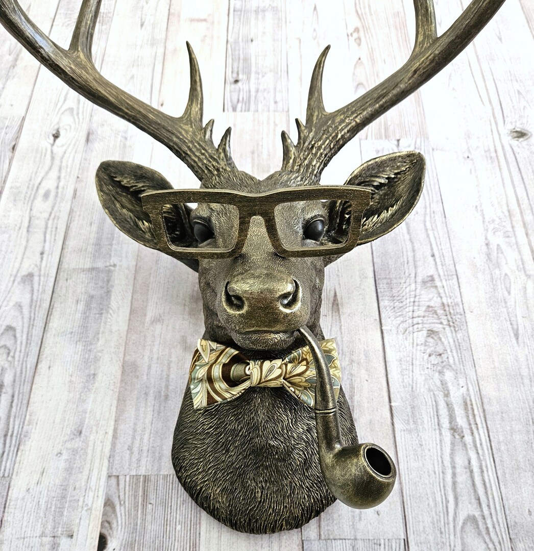 deer smoking cigarette Mounted Head With by Chris Butler Funny Buck Smoking a Cigarette